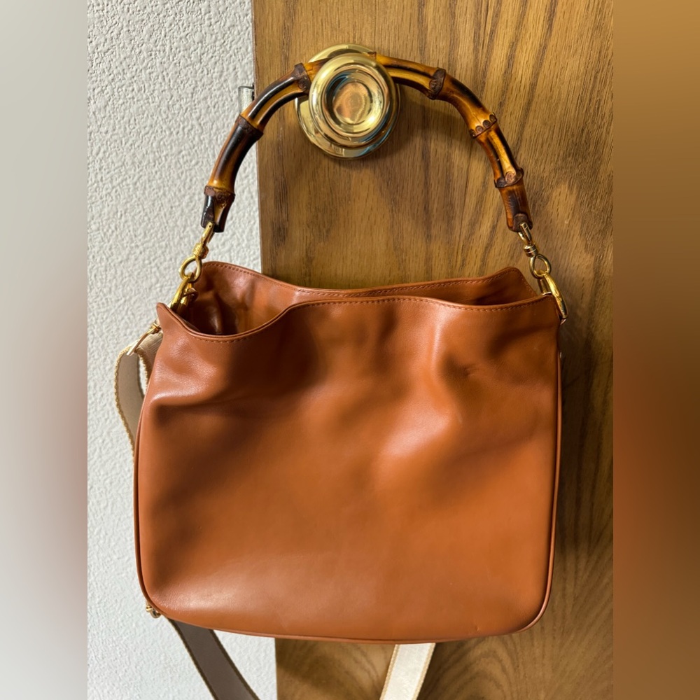 GUCCI - vintage bamboo tote with unbranded crossbody strap